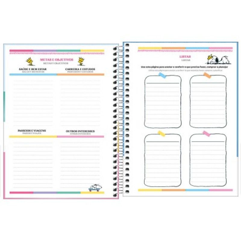 AGENDA ESPIRAL SNOOPY PLANNER M7 TILIBRA 2026 - REF. 301353 - PACOTE COM 4 UNIDADES 