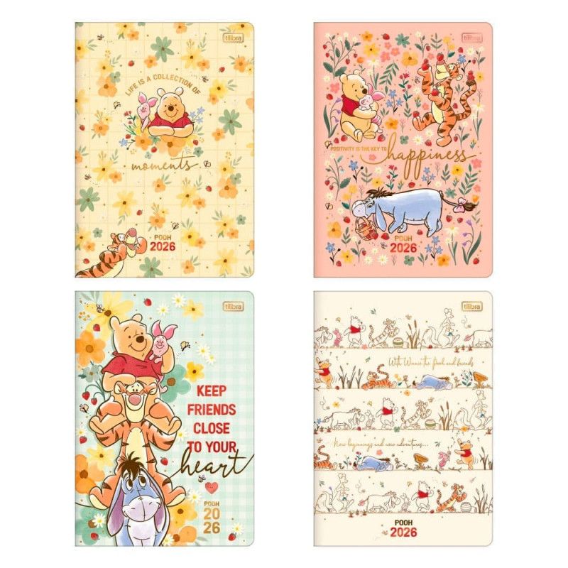 AGENDA BROCHURA POOH PLANNER M7 TILIBRA 2026 - REF. 393886 - PACOTE COM 5 UNIDADES 