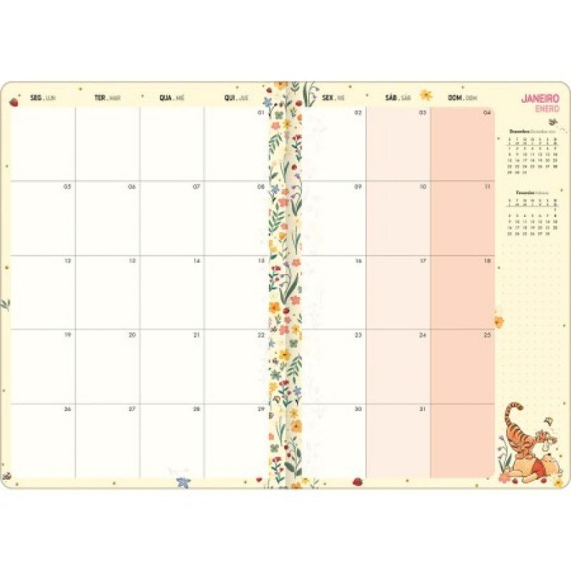 AGENDA BROCHURA POOH PLANNER M7 TILIBRA 2026 - REF. 393886 - PACOTE COM 5 UNIDADES 