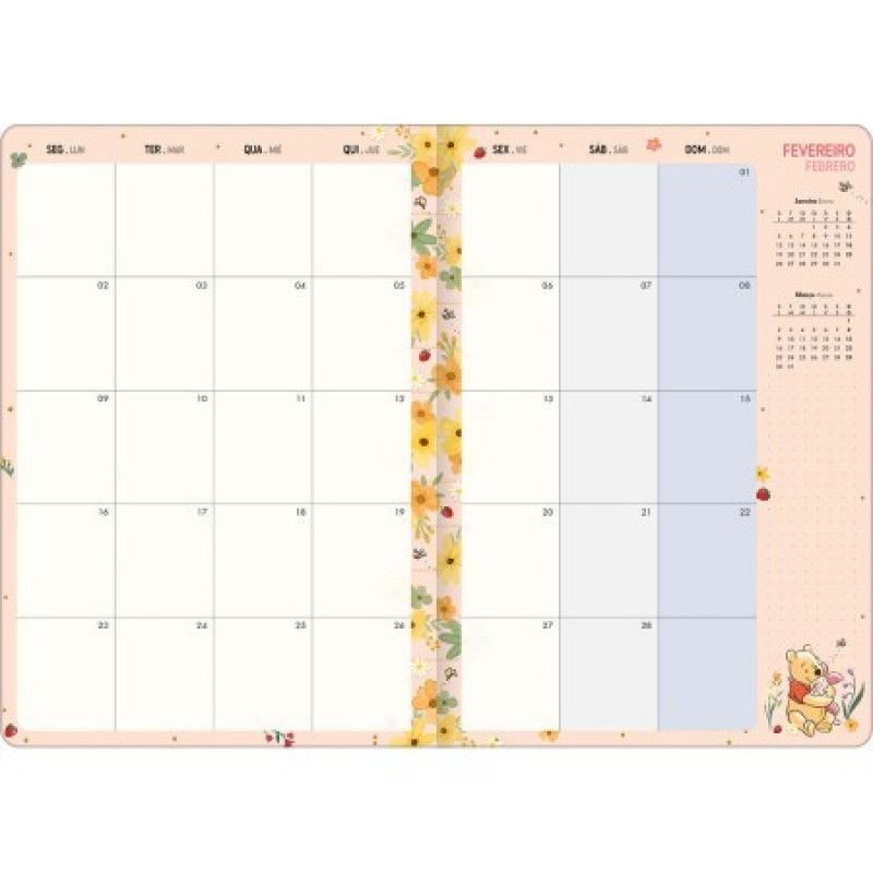 AGENDA BROCHURA POOH PLANNER M7 TILIBRA 2026 - REF. 393886 - PACOTE COM 5 UNIDADES 