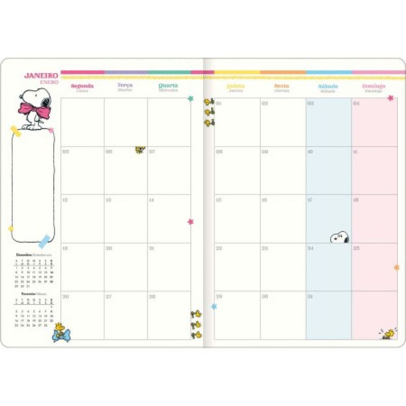 AGENDA BROCHURA SNOOPY PLANNER M7 TILIBRA 2026 - REF. 393894 - PACOTE COM 5 UNIDADES 