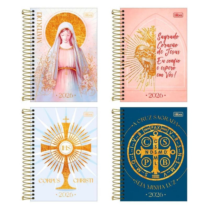 AGENDA ESPIRAL BIBLICA M6 TILIBRA 2026 - REF. 395366 - PACOTE COM 4 UNIDADES 
