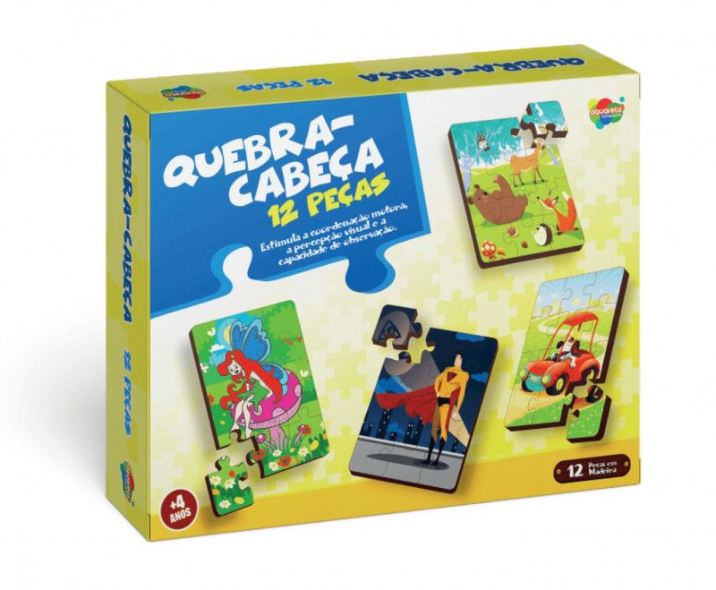 QUEBRA CABECA SORTIDO 12 PECAS MADEIRA AQUARELA - SUPER - 1 UNIDADE