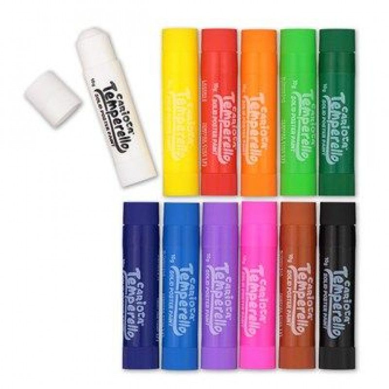 TINTA GUACHE EM BASTAO 10G 12 CORES – TEMPERELLO CARIOCA 9736 COM 1 UNIDADE