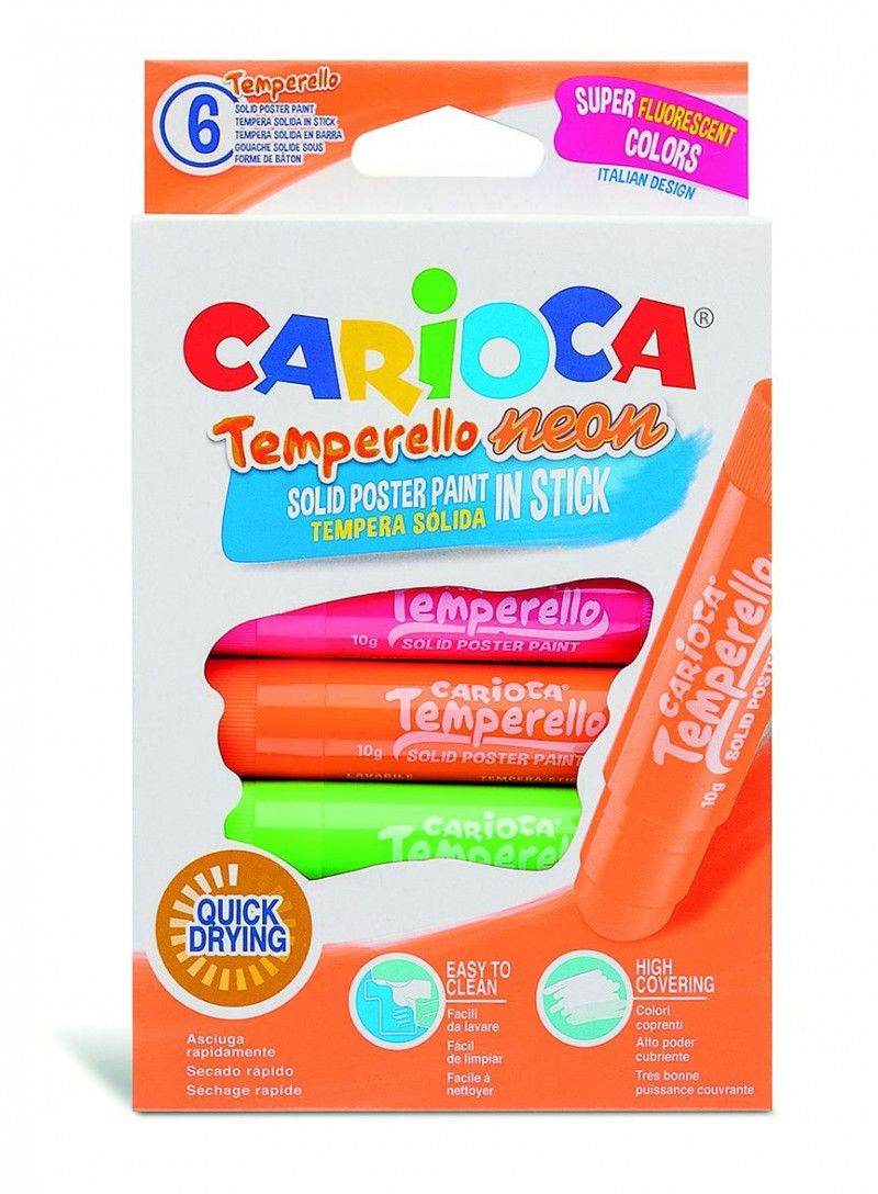 TINTA GUACHE EM BASTAO 10G NEON 6 CORES - REF.  9739 - 1 UNIDADE
