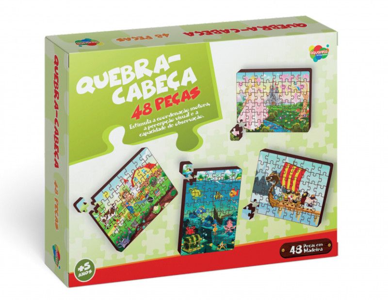 QUEBRA CABECA SORTIDO 48 PECAS MADEIRA AQUARELA - PRINCESA - 1 UNIDADE