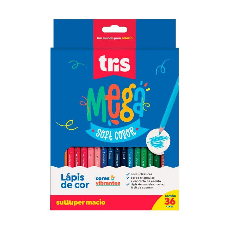LAPIS 36 CORES MEGA SOFT TRIS - REF. 622750 - PACOTE COM 3 PEÇAS