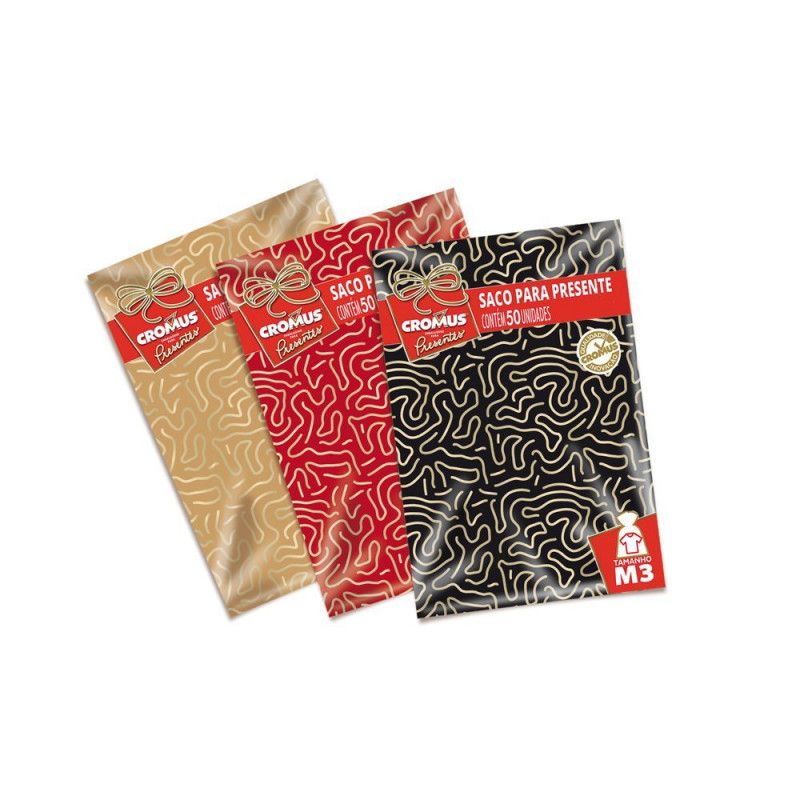 SACO 30X44CM METAL SORTIDO CASUAL CROMU - REF. 99003126 - PACOTE COM 50 UNIDADES