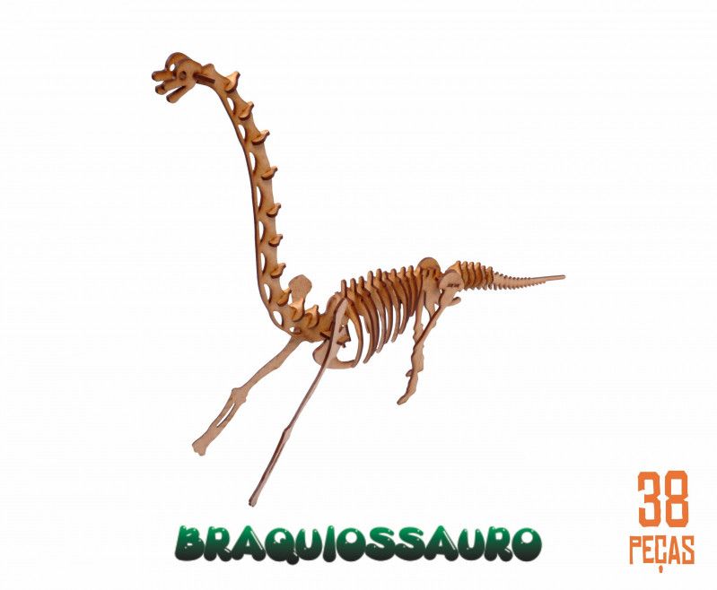 QUEBRA CABECA 3D DINOSSAUROS 38 PECAS MADEIRA - BRAQUIOSSAURO - 1 UNIDADE