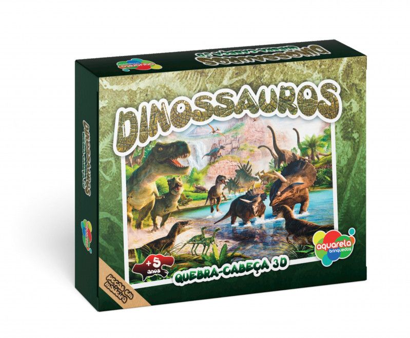 QUEBRA CABECA 3D DINOSSAUROS 17 PECAS MADEIRA - TRICERATOPO - 1 UNIDADE