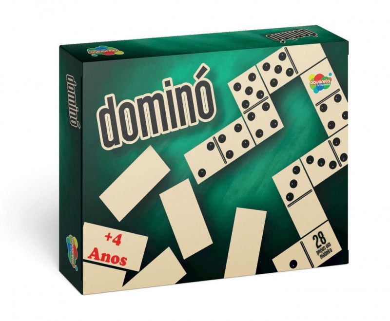 JOGO DOMINO 28 PECAS MADEIRA AQUARELA - REF. 101 - 1 UNIDADE