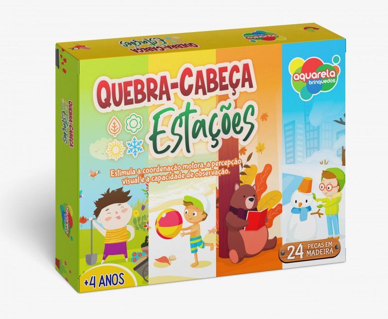 QUEBRA CABECA ESTACOES VERAO 24 PECAS MADEIRA AQUARELA - 1 UNIDADE