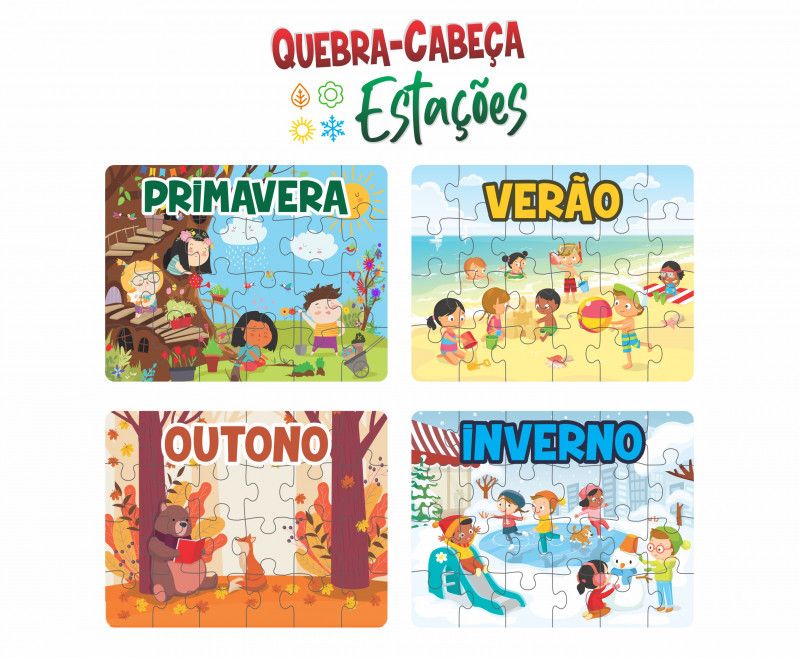 QUEBRA CABECA ESTACOES VERAO 24 PECAS MADEIRA AQUARELA - 1 UNIDADE
