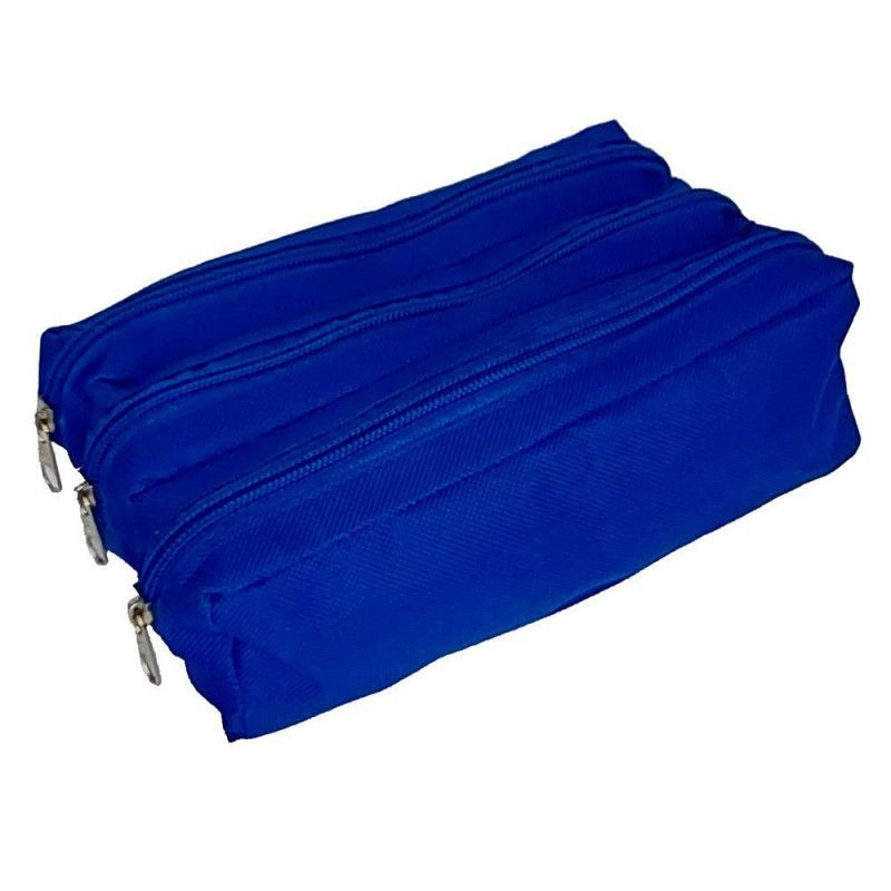 ESTOJO NYLON TRIPLO VISUAL - REF. 103 AZUL - PACOTE COM 6 UNIDADES
