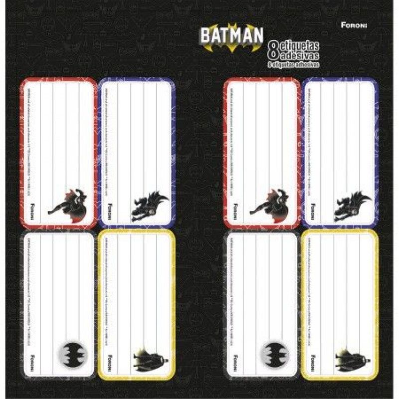 ETIQUETA ESCOLAR BATMAN COM 8 PECAS FORONI - REF. 8679 - 1 UNIDADE
