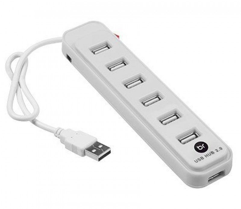 HUB 2.0 USB 7 PORTAS BRANCO BRIGHT - REF. 0191 - 1 UNIDADE