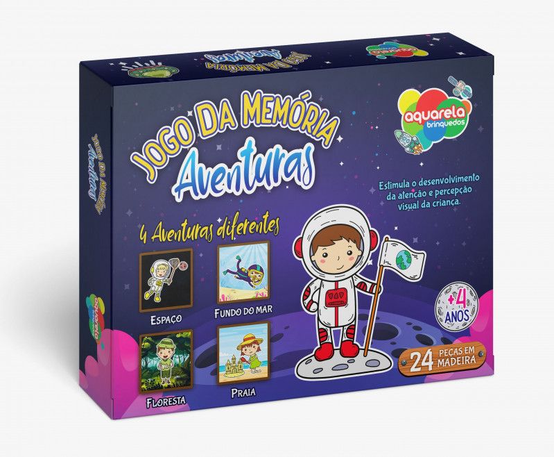 JOGO DA MEMORIA AVENTURAS NA FLORESTA 24 PECAS MADEIRA 143 - REF. FLORESTA - 1 UNIDADE