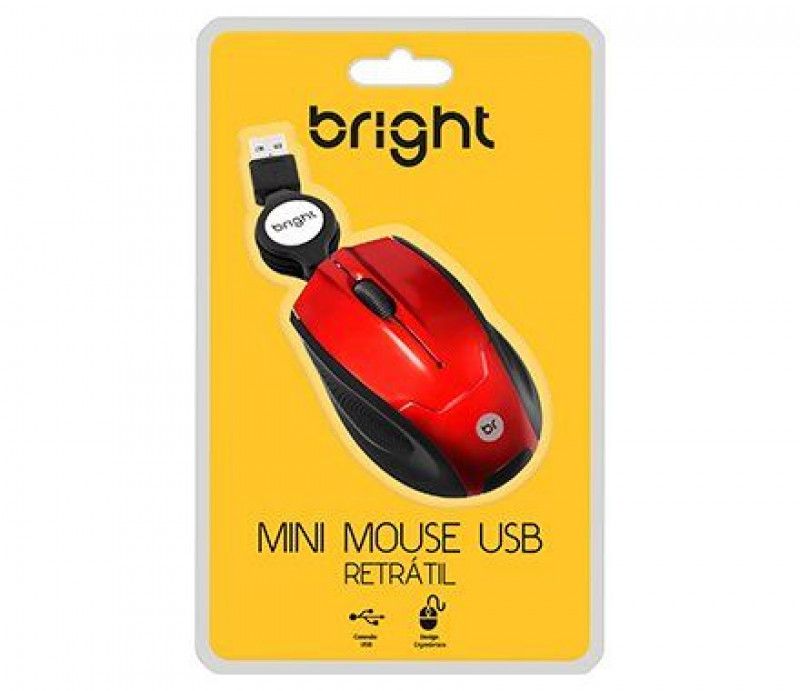 MOUSE MINI OPTICO RETRATIL USB 0101 BRIGHT - REF. 0101 - 1 UNIDADE