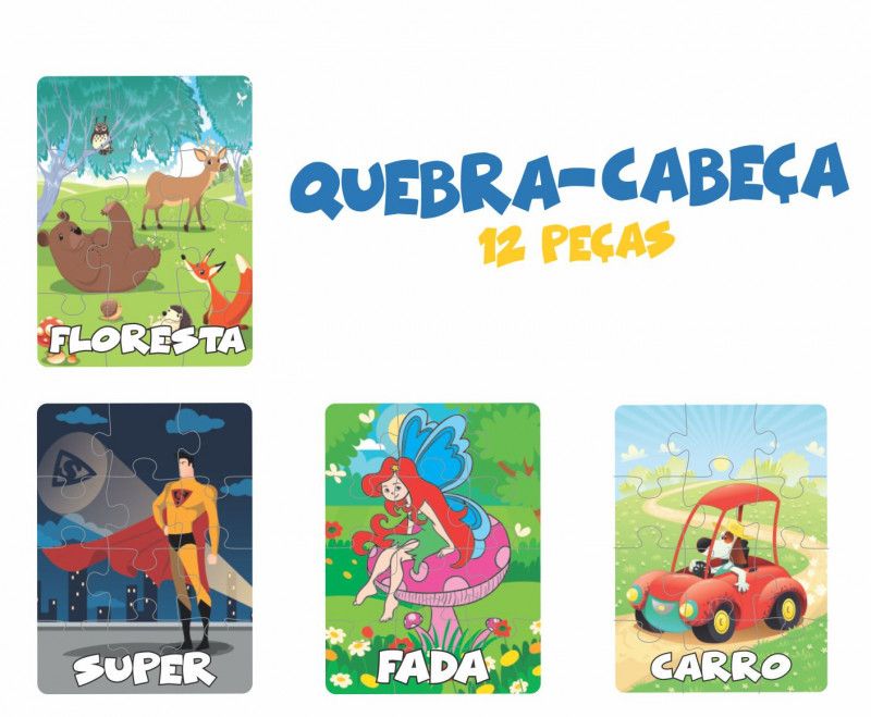 QUEBRA CABECA SORTIDO 12 PECAS MADEIRA AQUARELA - SUPER - 1 UNIDADE