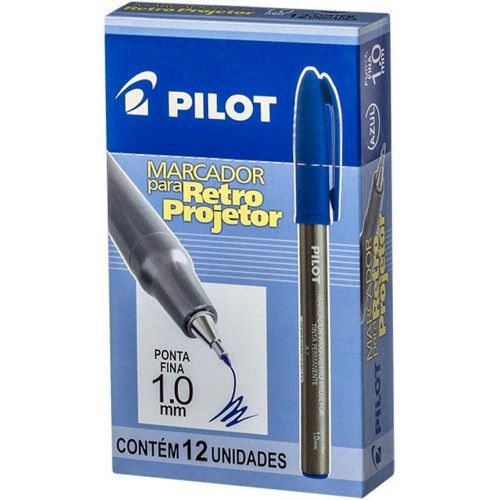 PINCEL RETRO PROJETOR 1.0 AZUL PILOT - 1 CAIXA COM 12 UNIDADES