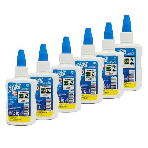 COLA BRANCA 40G COLAPEL MARIPEL - REF. 4040 - PACOTE COM 6 UNIDADES