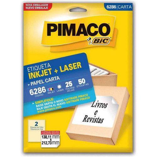 ETIQUETA LASER 6286 25 FOLHAS PIMACO - REF. 6286 - 1 UNIDADE