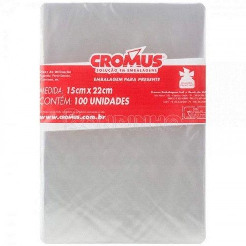 SACO 15X22CM TRANSPARENTE CROMUS - REF. 050580 - PACOTE COM 100 UNIDADES