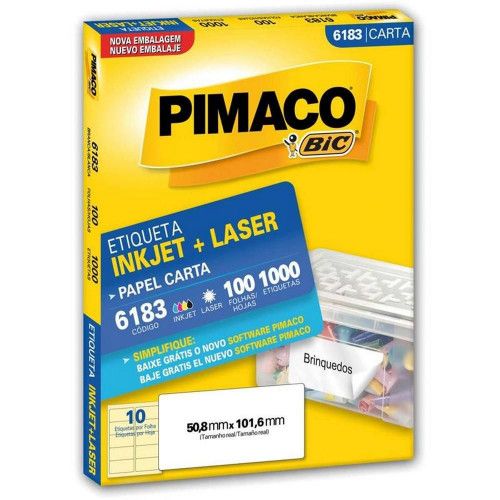 ETIQUETA LASER 6183 100 FOLHAS PIMACO - REF. 6183 - 1 UNIDADE