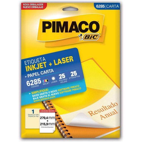 ETIQUETA LASER 6285 25 FOLHAS PIMACO - REF. 6285 - 1 UNIDADE
