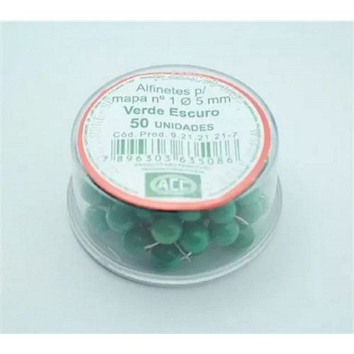 ALFINETE MAPA N. 1 COM 50 VERDE ESCURO ACC - 1 UNIDADE