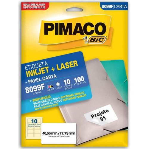 ETIQUETA LASER 8099F 10 FOLHAS PIMACO - REF. 8099F - 1 UNIDADE