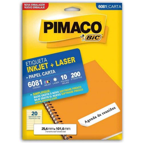 ETIQUETA LASER 6081 10 FOLHAS PIMACO - REF. 6081 - 1 UNIDADE
