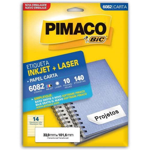 ETIQUETA LASER 6082 10 FOLHAS PIMACO - REF. 6082 - 1 UNIDADE