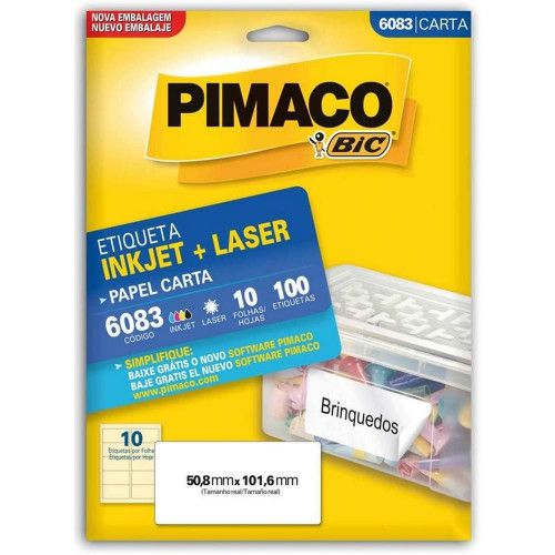 ETIQUETA LASER 6083 10 FOLHAS PIMACO - REF. 6083 - 1 UNIDADE