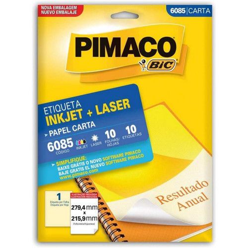 ETIQUETA LASER 6085 10 FOLHAS PIMACO - REF. 6085 - 1 UNIDADE