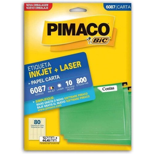 ETIQUETA LASER 6087 10 FOLHAS PIMACO - REF. 6087 - 1 UNIDADE