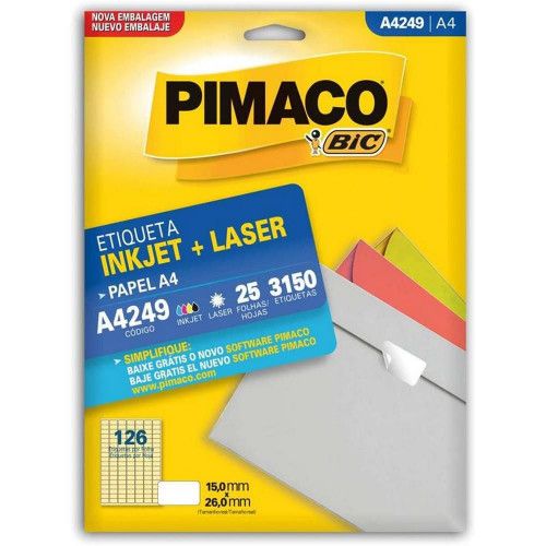 ETIQUETA LASER A4 249 25 FOLHAS PIMACO -REF. A4 249 - 1 UNIDADE