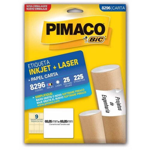 ETIQUETA LASER 8296 25 FOLHAS PIMACO - REF. 8296 - 1 UNIDADE
