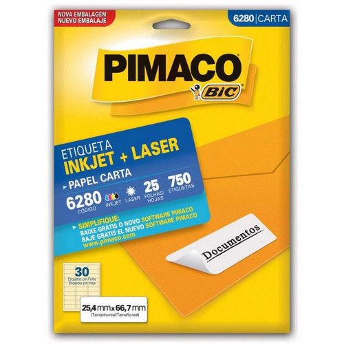 ETIQUETA LASER 6280 25 FOLHAS PIMACO - REF. 6280 - 1 UNIDADE