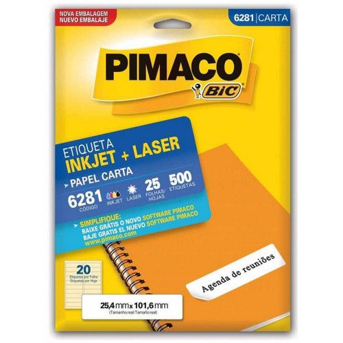 ETIQUETA LASER 6281 25 FOLHAS PIMACO - REF. 6281 - 1 UNIDADE