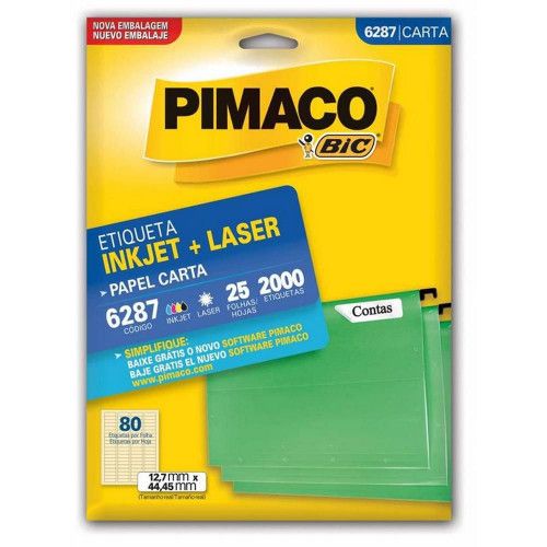 ETIQUETA LASER 6287 25 FOLHAS PIMACO - REF. 6287 - 1 UNIDADE