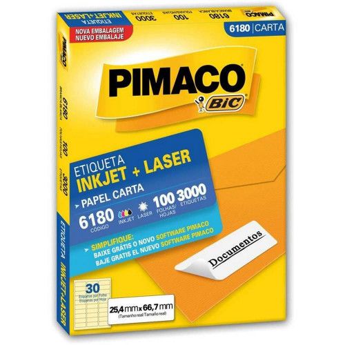 ETIQUETA LASER 6180 100 FOLHAS PIMACO - REF. 6180 - 1 UNIDADE