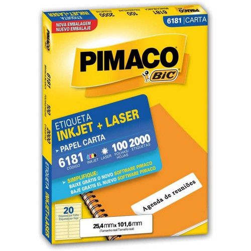 ETIQUETA LASER 6181 100 FOLHAS PIMACO - REF. 6181 - 1 UNIDADE