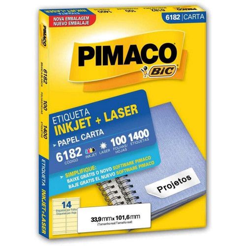 ETIQUETA LASER 6182 100 FOLHAS PIMACO - REF. 6182 - 1 UNIDADE