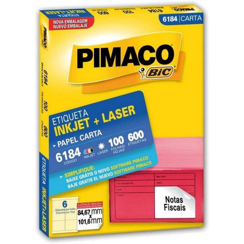 ETIQUETA LASER 6184 100 FOLHAS PIMACO - REF. 6184 - 1 UNIDADE