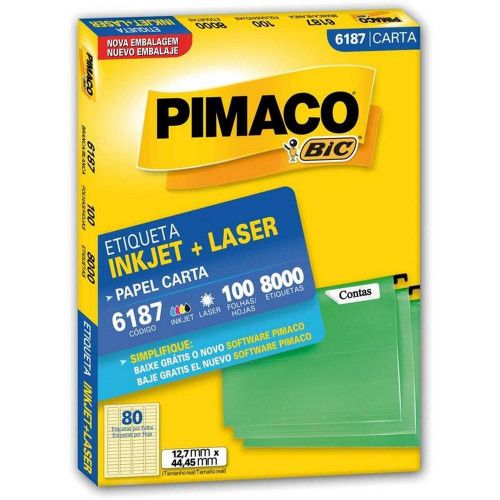 ETIQUETA LASER 6187 100 FOLHAS PIMACO - REF. 6187 - 1 UNIDADE