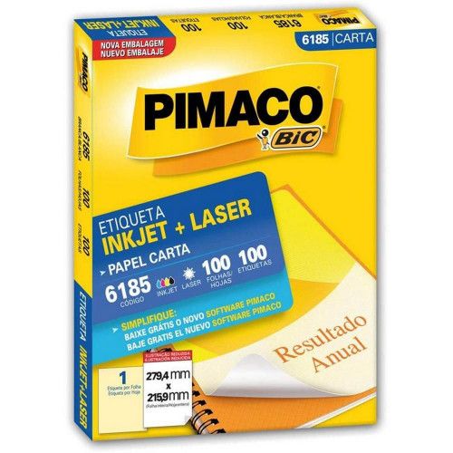 ETIQUETA LASER 6185 100 FOLHAS PIMACO - REF. 6185 - 1 UNIDADE