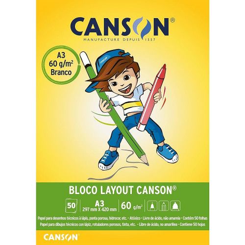 BLOCO LAYOUT A3 63G 50 FOLHAS CANSON - REF. 7075 - 1 UNIDADE