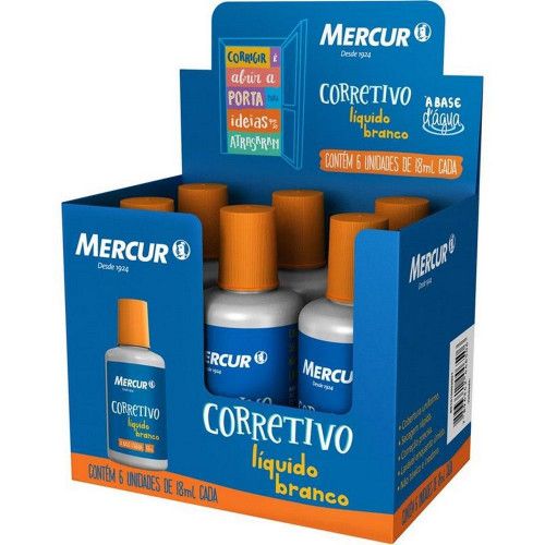 CORRETIVO LIQUIDO 18ML MERCUR - CAIXA COM 6 UNIDADES