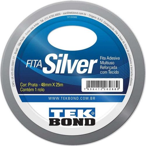 FITA SILVER TAPE 48MMX25M PRATA TEK BOND - 1 UNIDADE